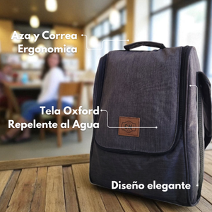 Bolso Matero | Oxford Premium Gris Oscuro | 🎁 Mate Tipo Imperial + Bombilla de Regalo | Impermeable y Térmico