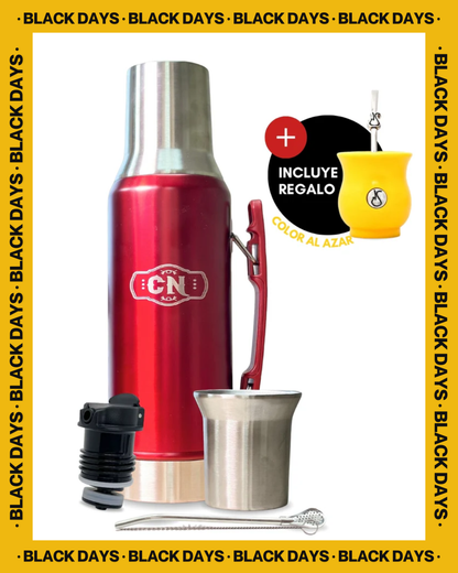 Set Matero Acero Inoxidable Rubí | Termo 1.2L + Mate Sabio + Bombilla y Cepillo
