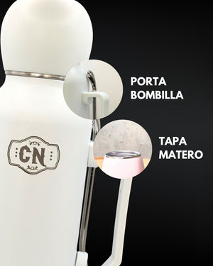 Termo Mate Todo en Uno Blanco 1.3 L – Acero Inoxidable