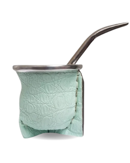 Mate de Vidrio Templado Tipo Camionero Verde | Protección Térmica Goma Eva + Virola de Aluminio | 200 ml