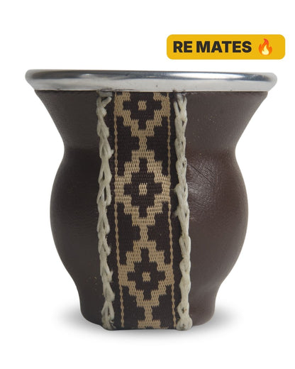 Mate de Vidrio Templado Eco Cuero | Virola Metálica | 200 ml