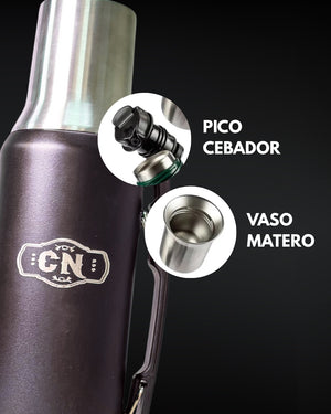 🧉 Kit Matero Negro | Bolso + Termo 1.2L + Mate de Acero + Bombillas