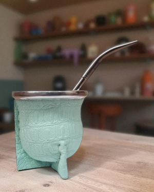 Mate de Vidrio Templado Tipo Camionero Verde | Protección Térmica Goma Eva + Virola de Aluminio | 200 ml