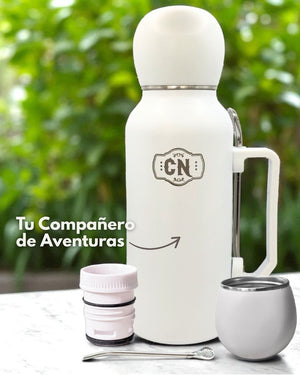Termo Mate Todo en Uno Blanco 1.3 L – Acero Inoxidable