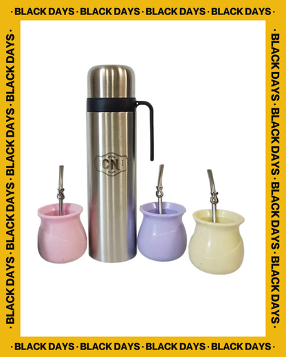 Set Matero Bocha | Termo Inox 1L + Mate Sabio con Bombilla
