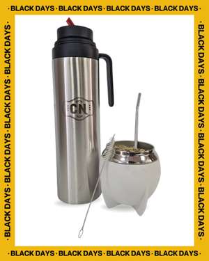 Set Matero Clásico | Termo 1L + Mate Acero + Bombilla y Cepillo