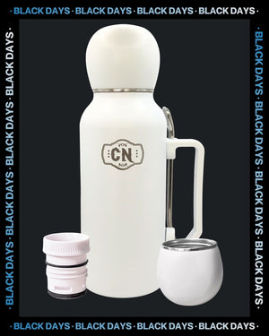 Termo Mate Todo en Uno Blanco 1.3 L – Acero Inoxidable