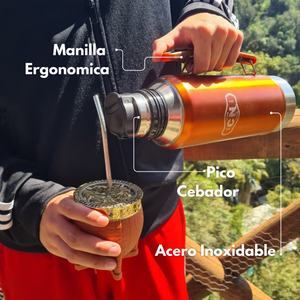 Set Matero Acero Inox. Con Mate Y Bombilla negro 1.2 L - Cosas Nuestras