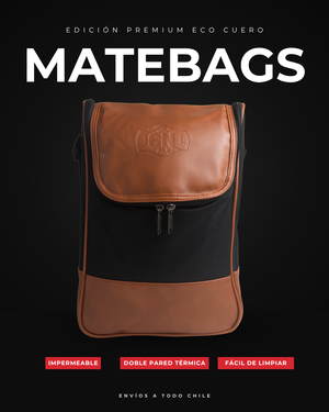 Bolso matero negro y café de eco cuero: portada con sus beneficios principales