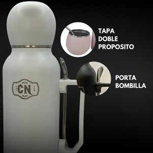 Termo Mate Todo en Uno Blanco 1.3 L – Acero Inoxidable