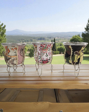 Mate de Vidrio Eco Cuero Pedestal II | Virola de Aluminio | Listo para Usar | 200 ml