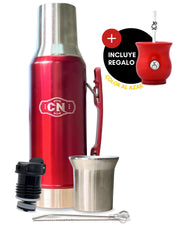 Set Matero Acero Inox. Con Mate Y Bombilla rojo 1.2 L