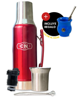 Set Matero Acero Inoxidable Rubí | Termo 1.2L + Mate Sabio + Bombilla y Cepillo