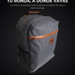 Mochila matera premium gris: escena de estudio con fondo oscuro