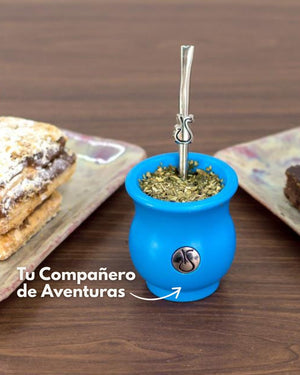 Set Matero Acero Inox. Con Mate Y Bombilla Naranjo Cobre 1.2 L — imagen 10