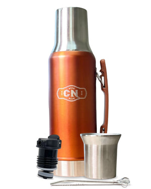 Termo 1.2L  Acero Inoxidable Naranja-Cobre | + Mate Imperial  y Cepillo | (¡¡Mate de Regalo!!)
