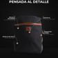 Mochila matera premium negra: anatomía con sus detalles señalados