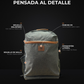 Mochila matera premium gris: anatomía con sus detalles señalados