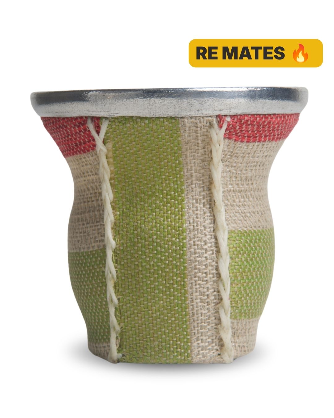 Mate de Vidrio Copa Arpillera | Virola Metálica | 200 ml