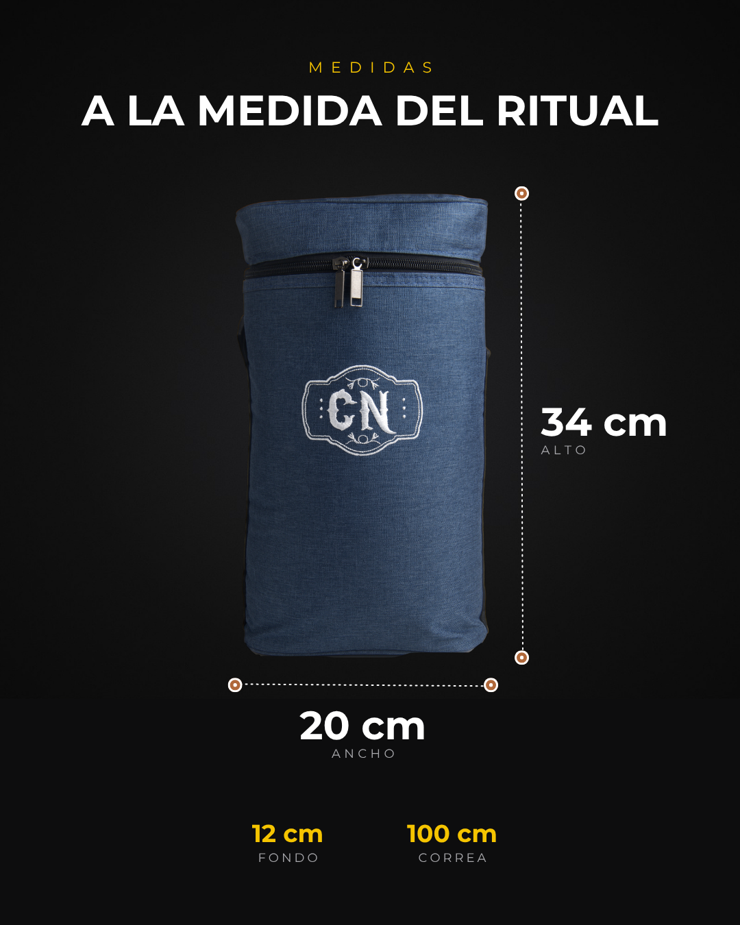 Portatermo azul de tela Oxford: medidas