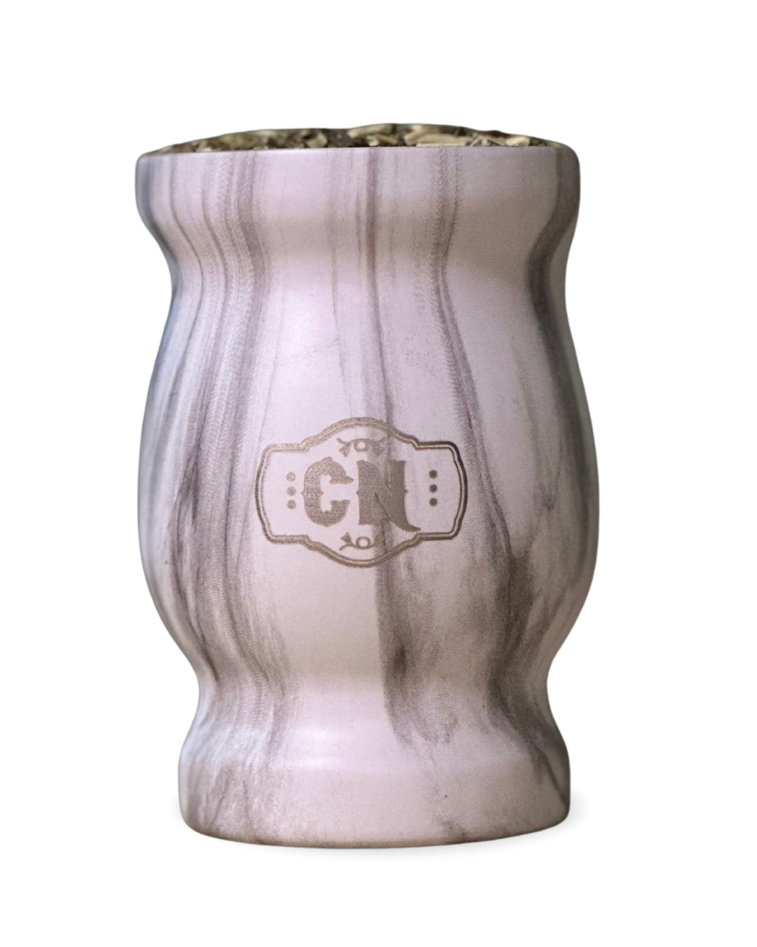 Mate de Acero Inoxidable Marmolado Blanco