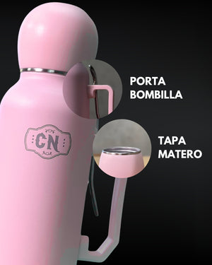 Termo Mate Todo en Uno Rosa Pastel 1.3 L – Acero Inoxidable