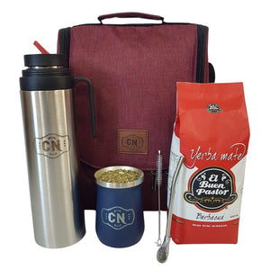 Set completo mate acero con termo 1l, MateBag y yerba buen pastor