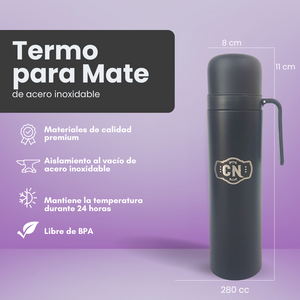 Set Mate Acero + Termo 1L + Bombilla + Cepillo| Kit Completo