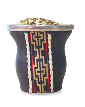 Mate de Vidrio Templado Eco Cuero | Virola Metálica | 200 ml