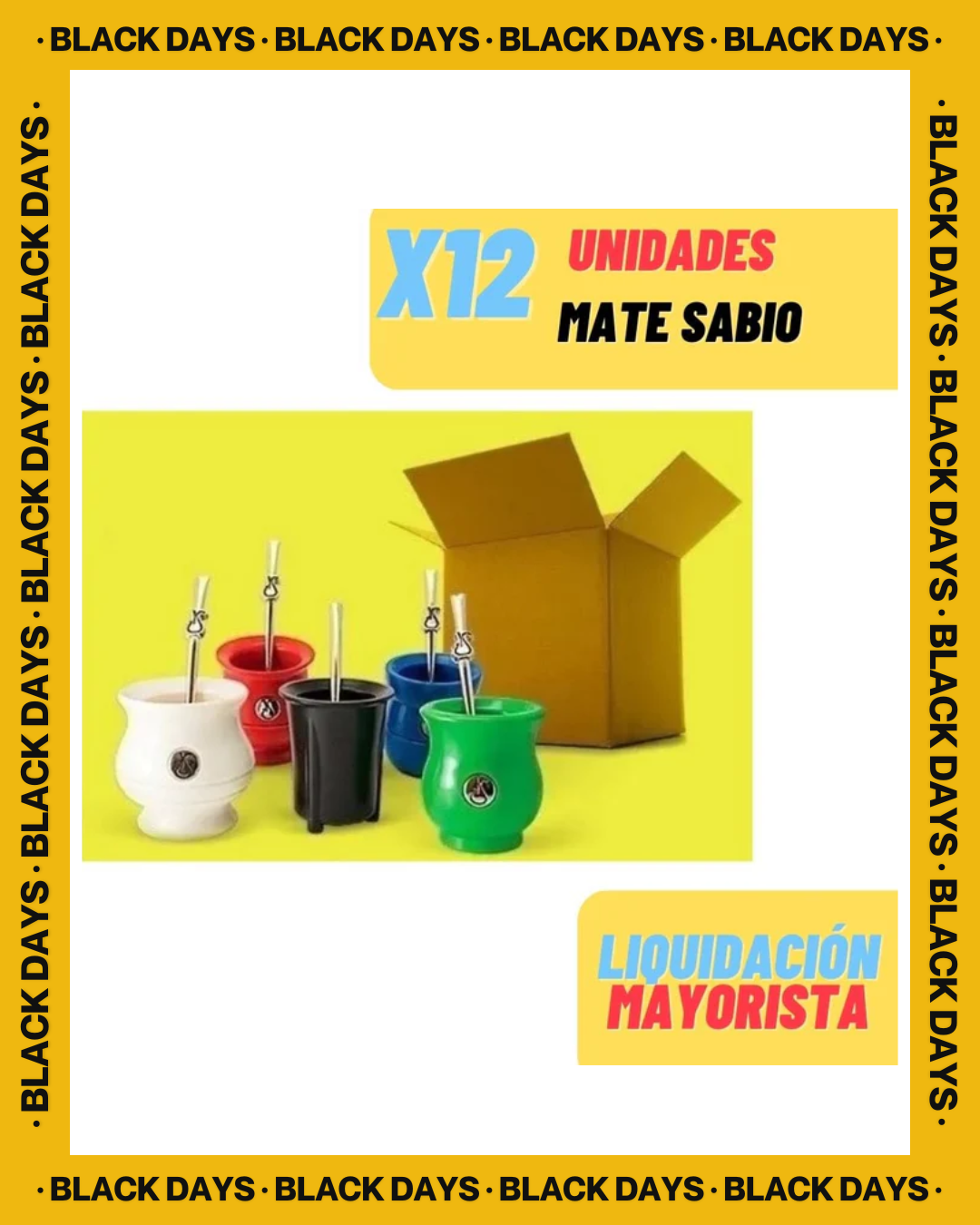 Caja Mayorista x12 Mate Sabio | Kit de Mates con Bombilla | Ideal para Regalos o Emprendimientos
