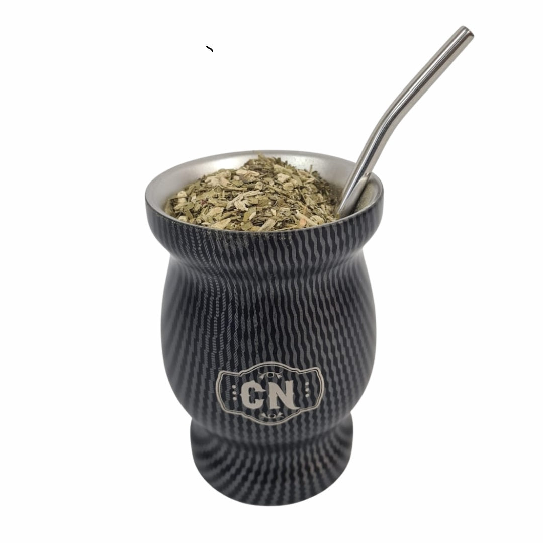 Mate de Acero Inoxidable Texturizado Negro