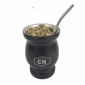 Mate de Acero Inoxidable Texturizado Negro