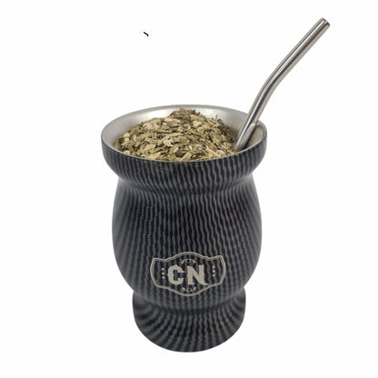 Mate de Acero Inoxidable Texturizado Negro
