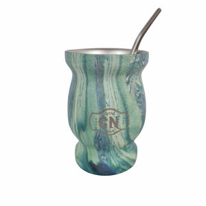 Mate de Acero Inoxidable Marmolado Azul con Verde