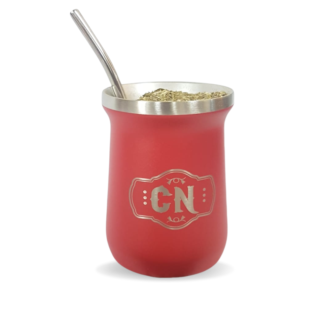 Set mate acero inoxidable 3 piezas con vaso de alta durabilidad — detalle