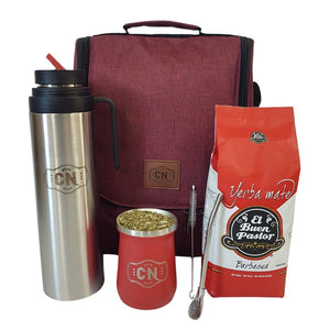 Set Completo Mate Acero + Termo 1L + Bolso Matero + Yerba Buen Pastor | Kit Ideal para Viaje