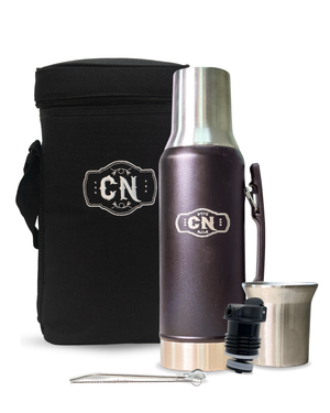 🧉 Kit Matero Negro | Bolso + Termo 1.2L + Mate de Acero + Bombillas