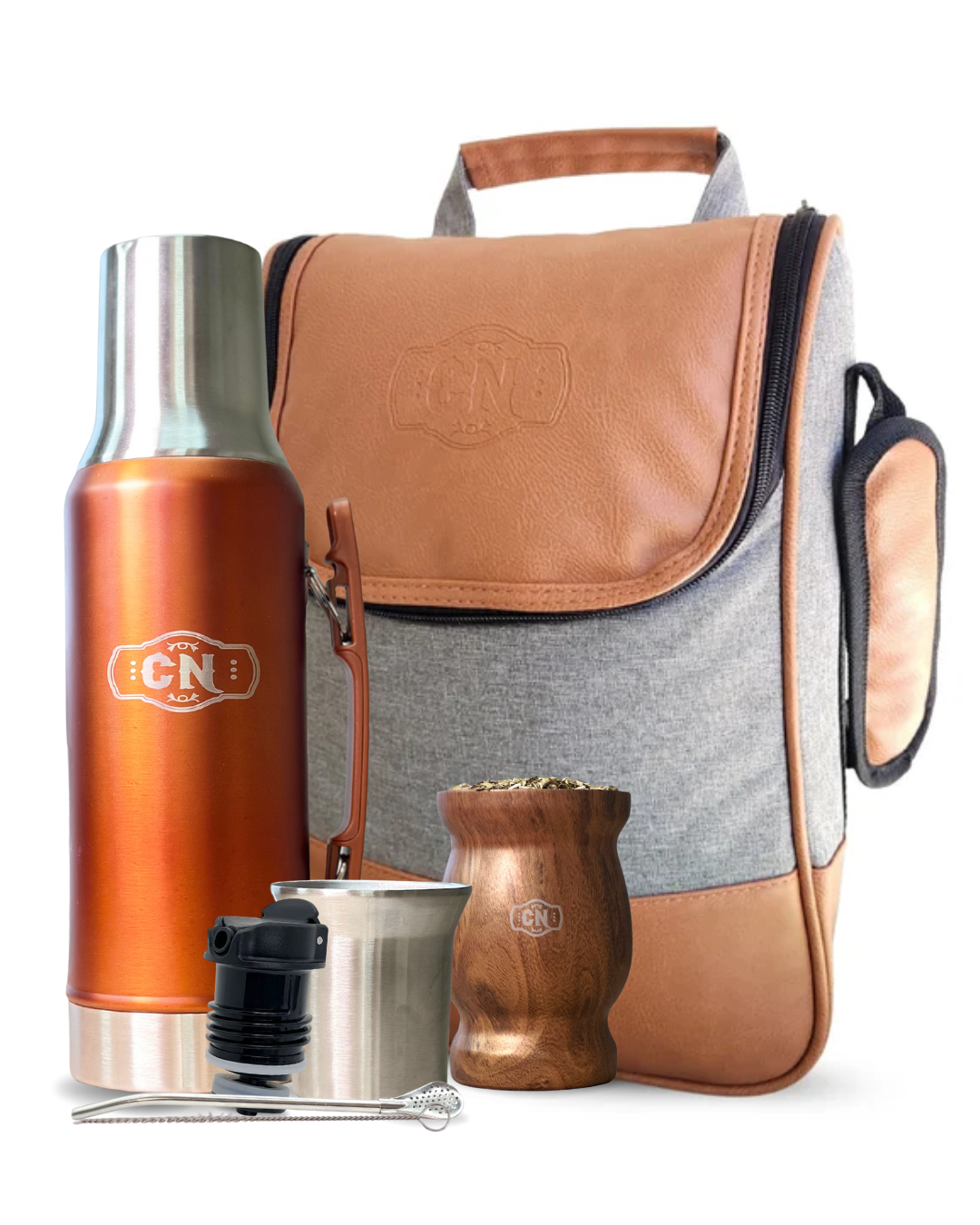 Set Completo de Mate Acero + Termo 1,2L + Bolso Matero *envio gratis en santiago provincia*