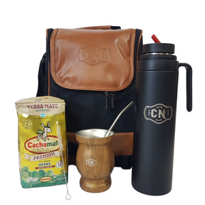 Set Completo de Mate Acero + Termo 1L + Bolso Matero + Yerba Cachamate Selección | Kit Premium