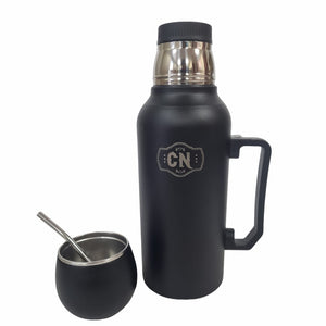 Termo Mate Todo en Uno Negro 1.3 L – Acero Inoxidable
