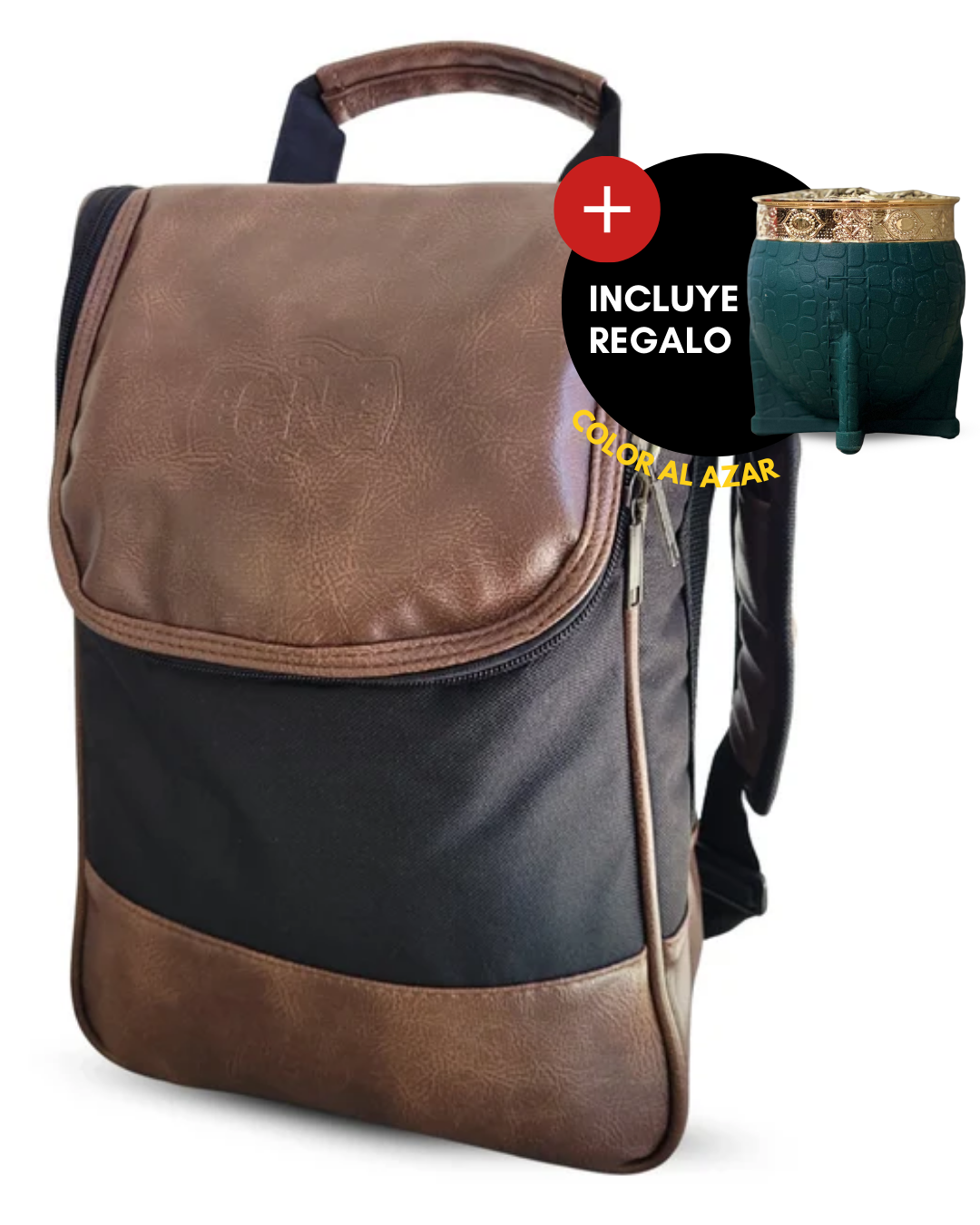 Bolso Matero | Eco Cuero Premium Marrón | 🎁 Mate Tipo Imperial + Bombilla de Regalo | Impermeable y Térmico