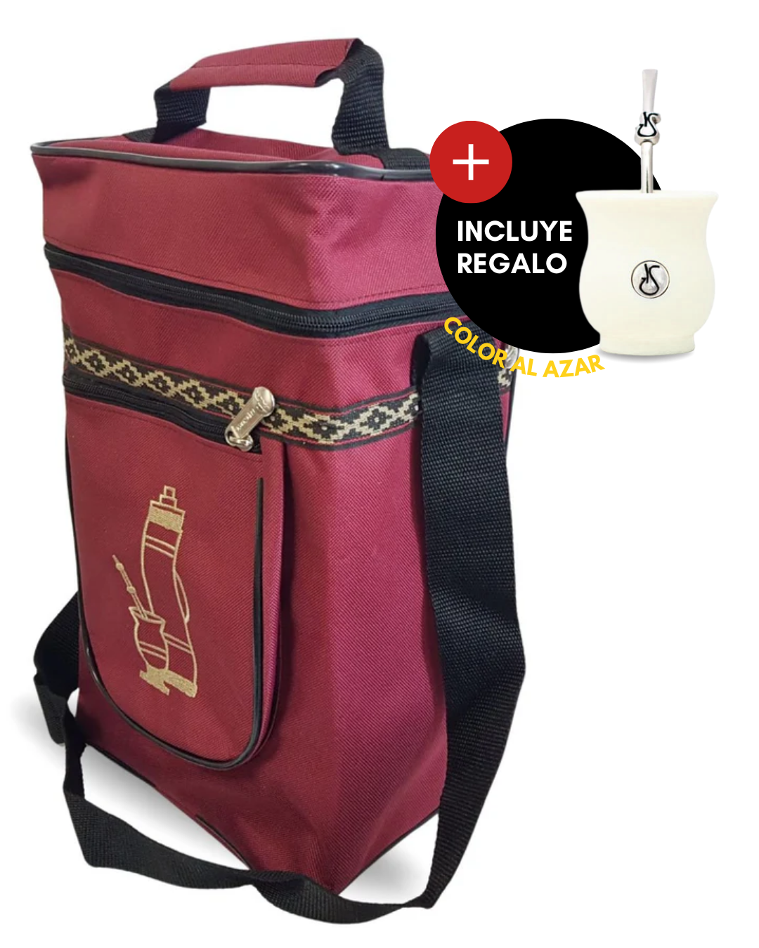 Kit Matero | Portatermo + Mate Sabio | 🎁 Bombilla Incluida | Amplio, Resistente y Súper Práctico