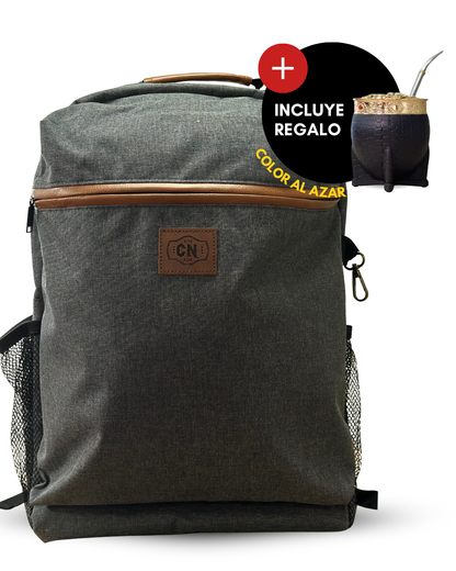 Mochila Matera | Premium Gris | 🎁 Mate Tipo Imperial + Bombilla de Regalo | Térmica, Acolchada y Súper Versátil