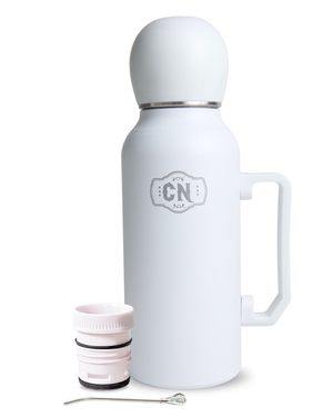 Termo Mate Todo en Uno Blanco 1.3 L – Acero Inoxidable