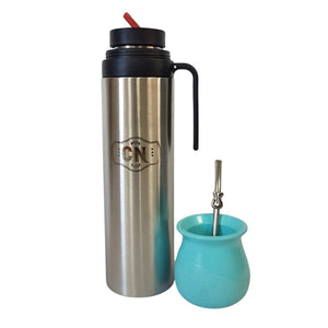 Set Matero Bocha | Termo Inox 1L + Mate Sabio con Bombilla
