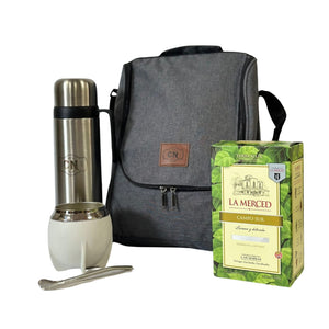 Set Mate Acero + Termo 1L + Yerba La Merced + Portatermo | Kit Completo para Mate en Movimiento