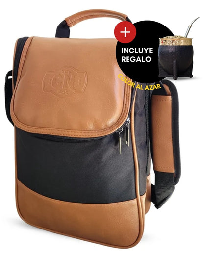 Bolso Matero | Eco Cuero Premium Café Claro | 🎁 Mate Tipo Imperial + Bombilla de Regalo | Impermeable y Térmico