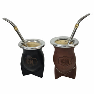Mate Calabaza Forrado Cuero con bombilla