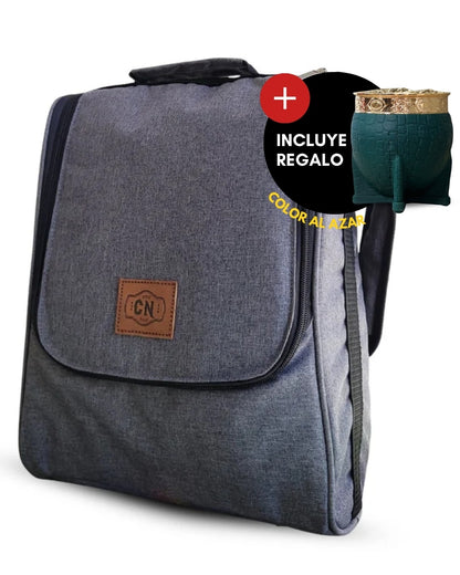 Bolso Matero | Oxford Premium Gris Claro | 🎁 Mate Tipo Imperial de Regalo | Resistente y Térmico