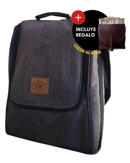 Bolso Matero | Oxford Premium Gris Oscuro | 🎁 Mate Tipo Imperial + Bombilla de Regalo | Impermeable y Térmico